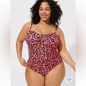Torrid Neon One Piece Swimwear with Leopard Print